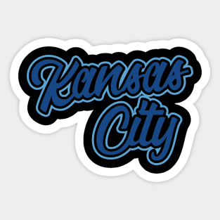 Vintage Kansas City Navy And Baby Blue Script For KCMO Locals Sticker